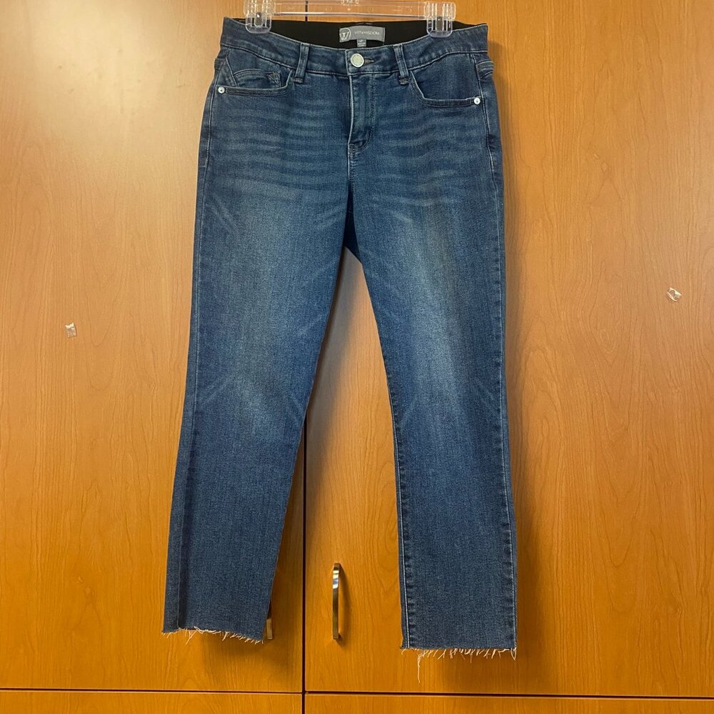 Wit & Wisdom denim cropped pants with raw hem, size 6P